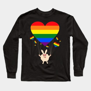 Rabbit Rainbow Flag Sunglasses Gay Pride LGBT Long Sleeve T-Shirt